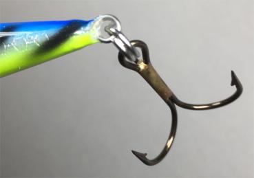 Karikko Wobbler, Länge: 18 cm, Farbe: Blau-Silber-Gelb + schwarz gezeichnet 022, schwimmend, von Suomen Uistin The Finnish Lure Company (Jarmo Rapala)